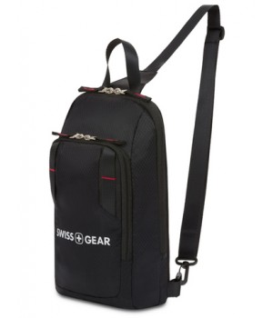 Рюкзак Swissgear с одним плечевым ремнем, черный, 18x5x33 см, 4 л