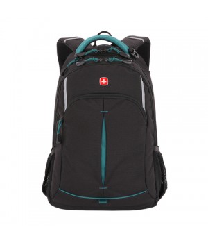Рюкзак Swissgear, черный/бирюзовый, 32x15x46 см, 22 л
